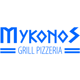 Mykonos Grill Pizzeria logo.